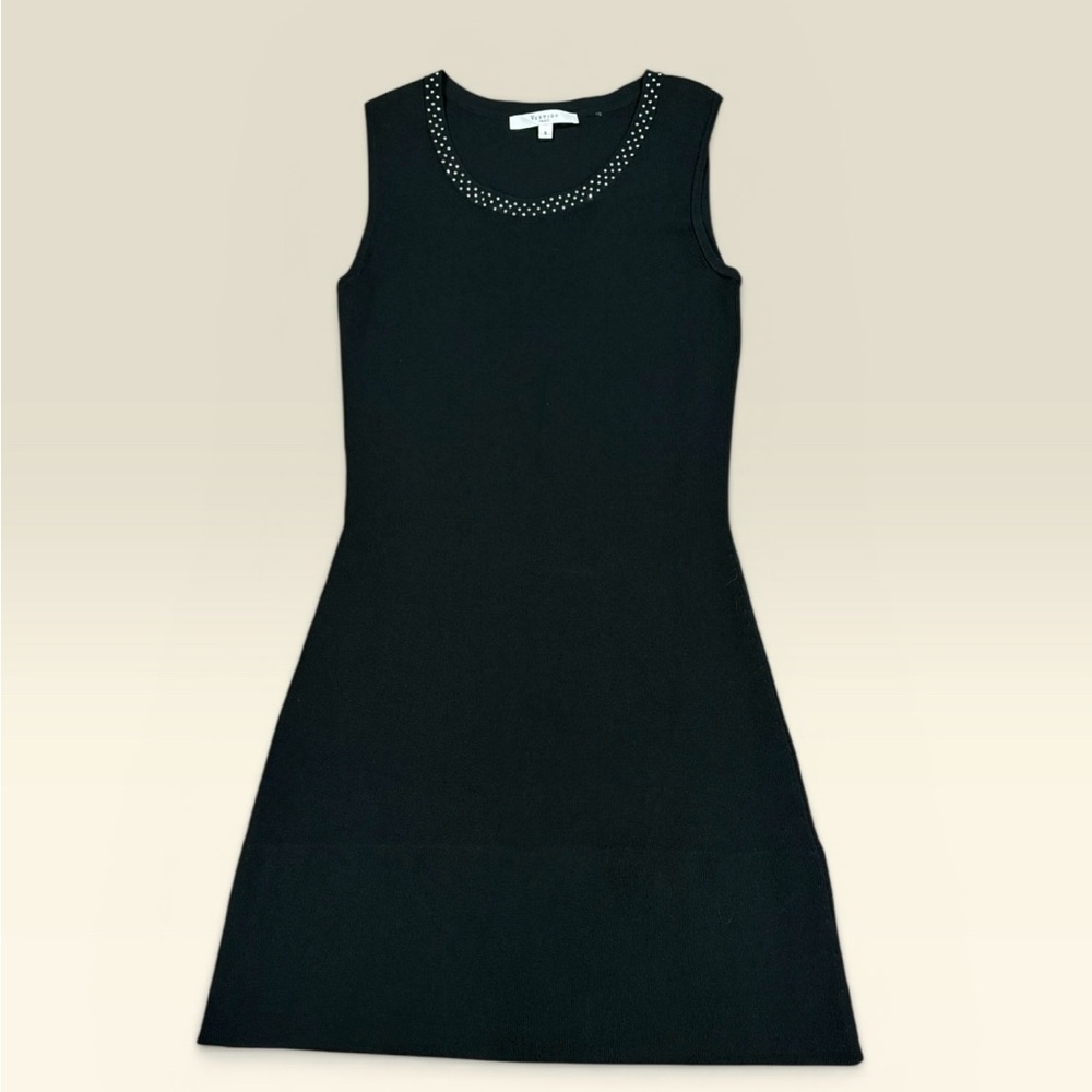 Vertigo Paris Black Rhinestone Studded Bodycon Sleeveless Short Dress Size S